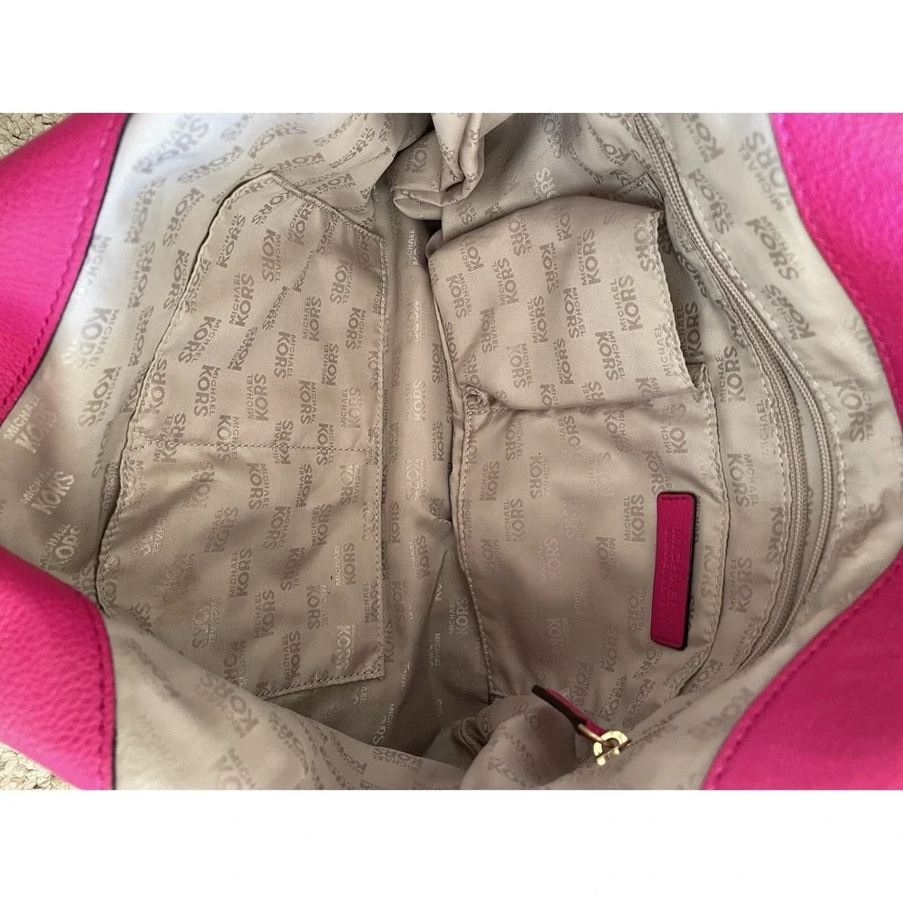 Michael Kors Austin Hot Pink Pebbled Leather Large Shoulder Bag Hobo MSRP$348